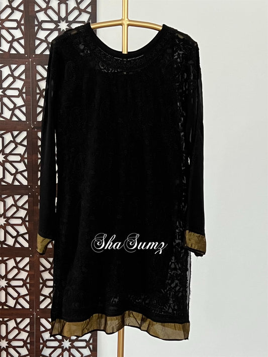 Black Chikankari Georgette Kurti