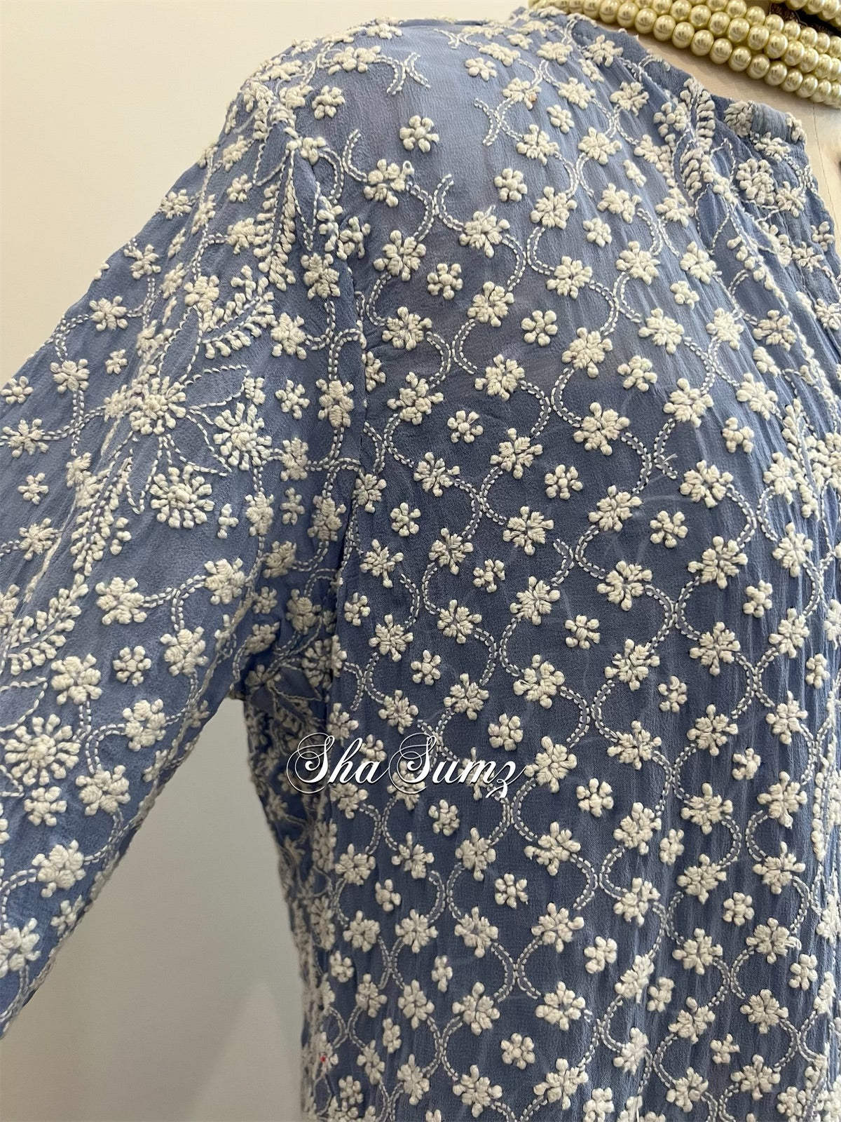 Sky Blue Chikankari Co-Ord Pants Set