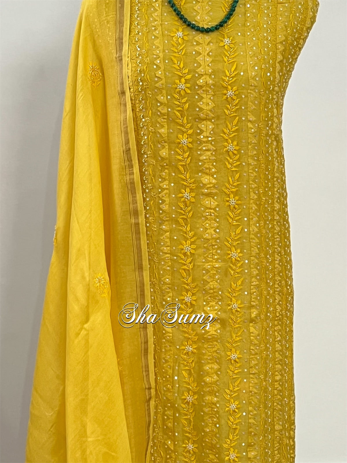 Chanderi Suit with Chikankari, Applique & Embellishments