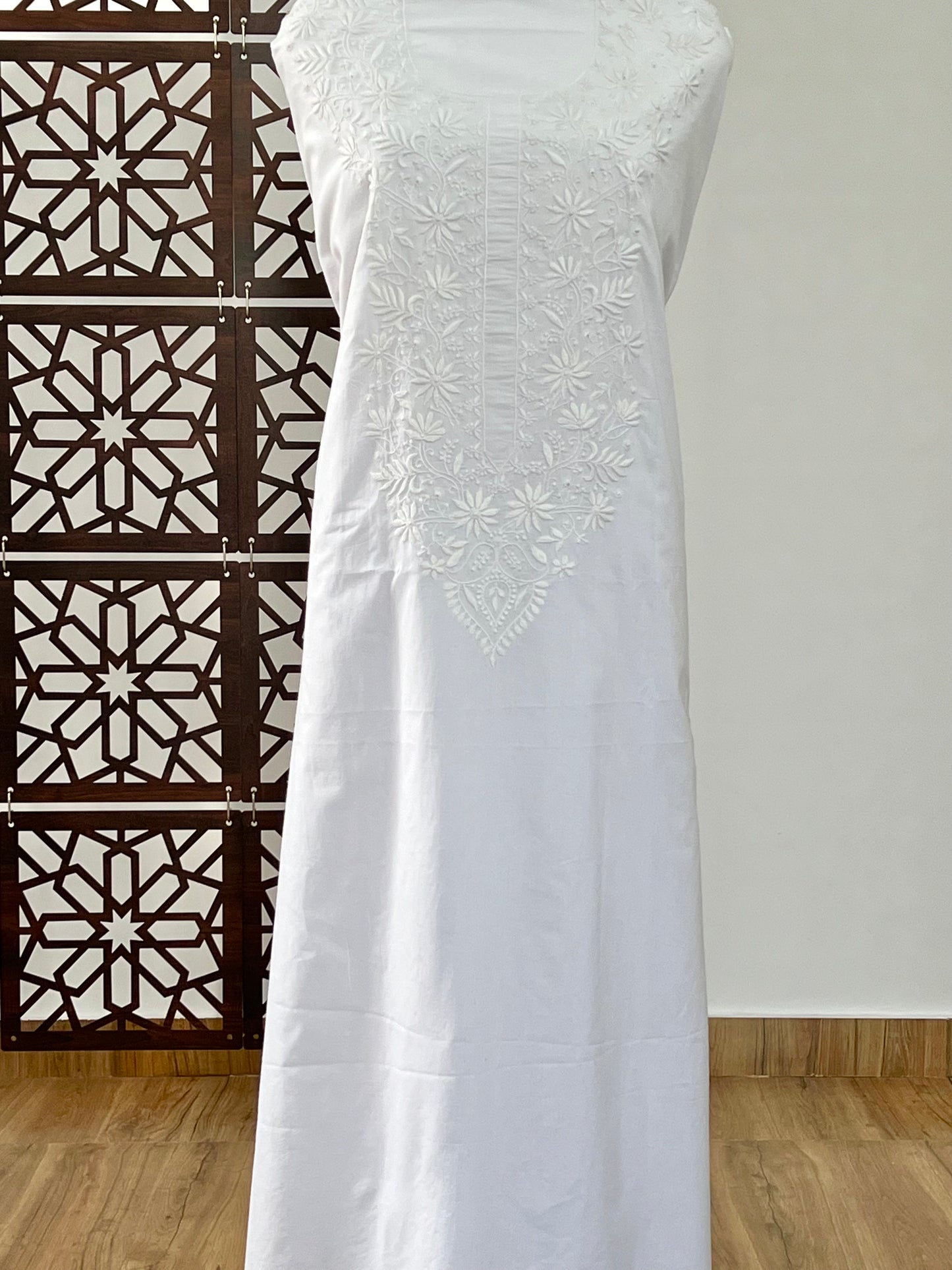 White Cotton Kurta with Chikankari