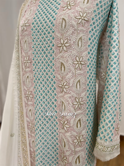 Elegant & Exclusive Pure Georgette Full Front & Back Chikanakri Suit