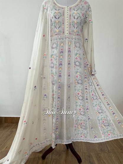 Multi Color Resham & Embellishments Anarkali