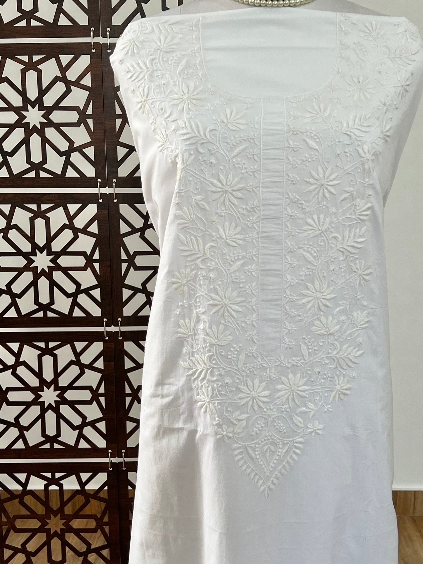 White Cotton Kurta with Chikankari