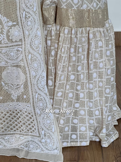 Lucknowi Chikankari & Mukaish Gharara