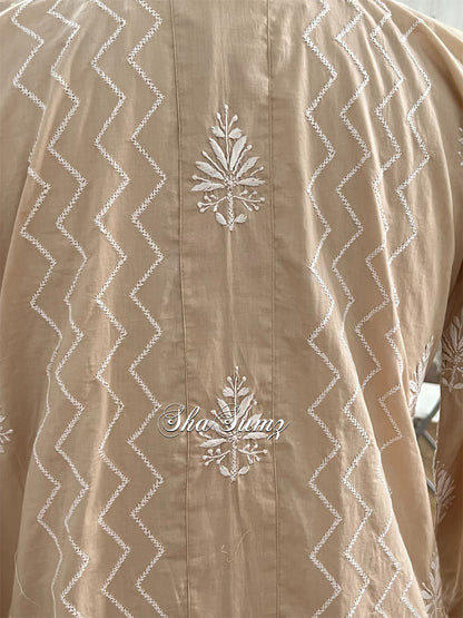 Beige Cotton Chikankari Kurti