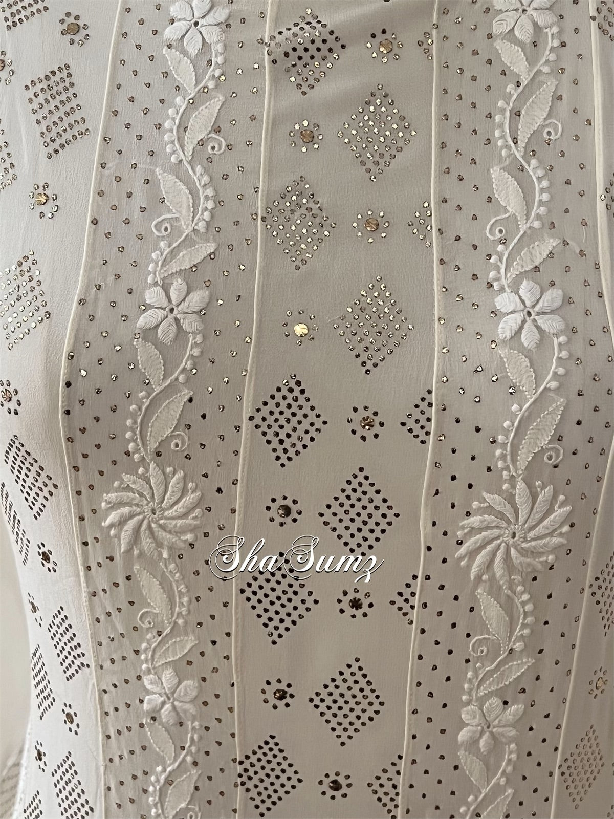 White Dove Chikankari & Mukaish Anarkali