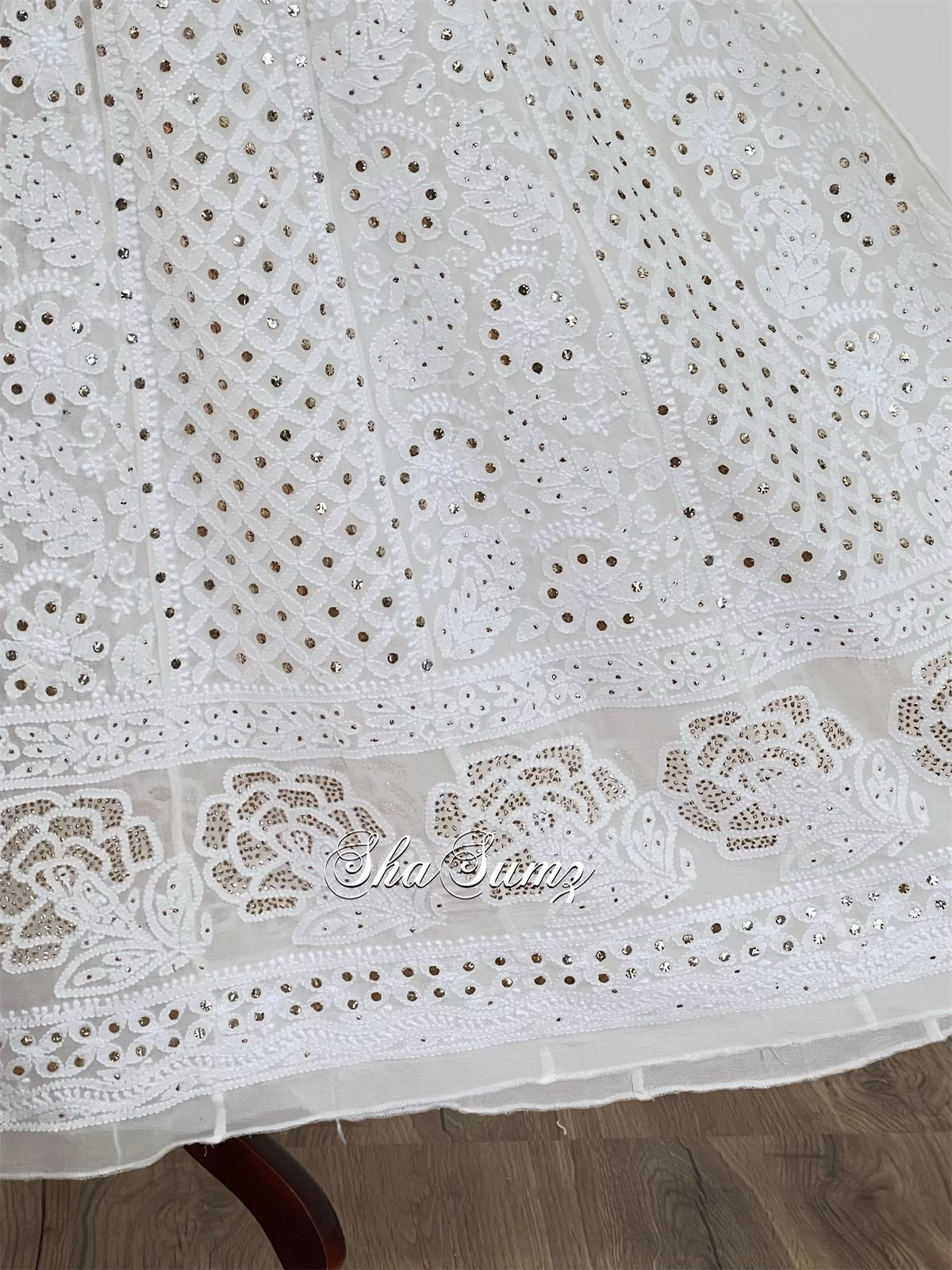 Off White Chikankari Mukaish Anarkali