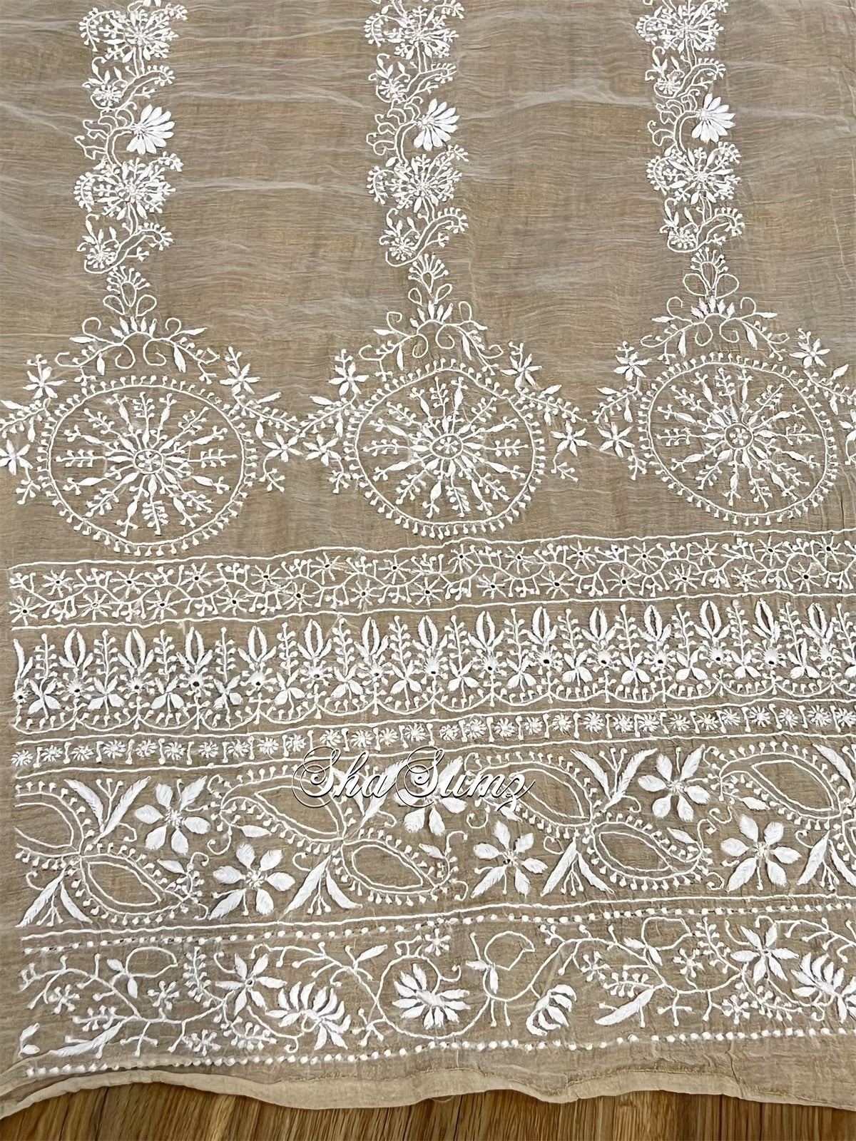 28 Kali Tissue Chikankari Anarkali