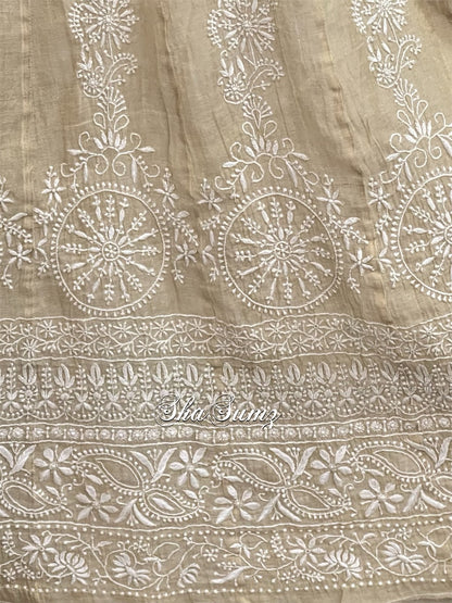 28 Kali Tissue Chikankari Anarkali