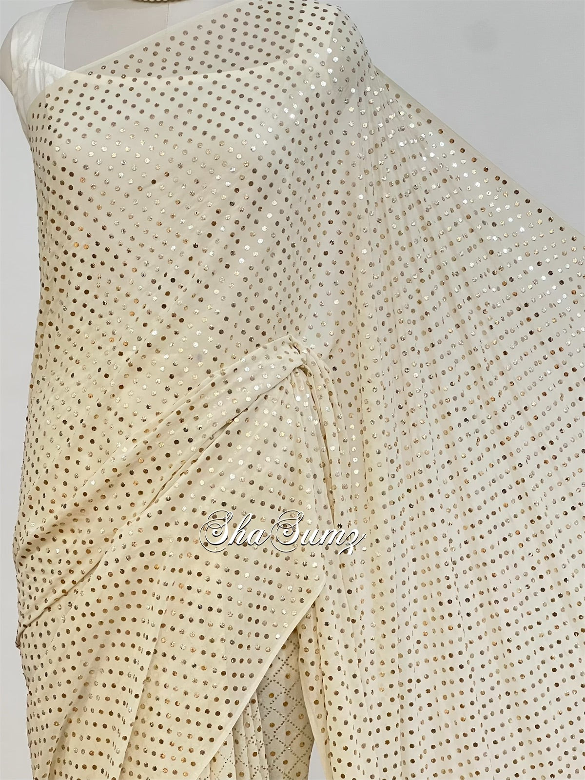 Ivory Mukaish Saree