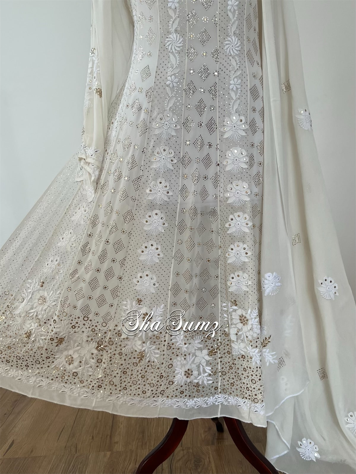 White Dove Chikankari & Mukaish Anarkali