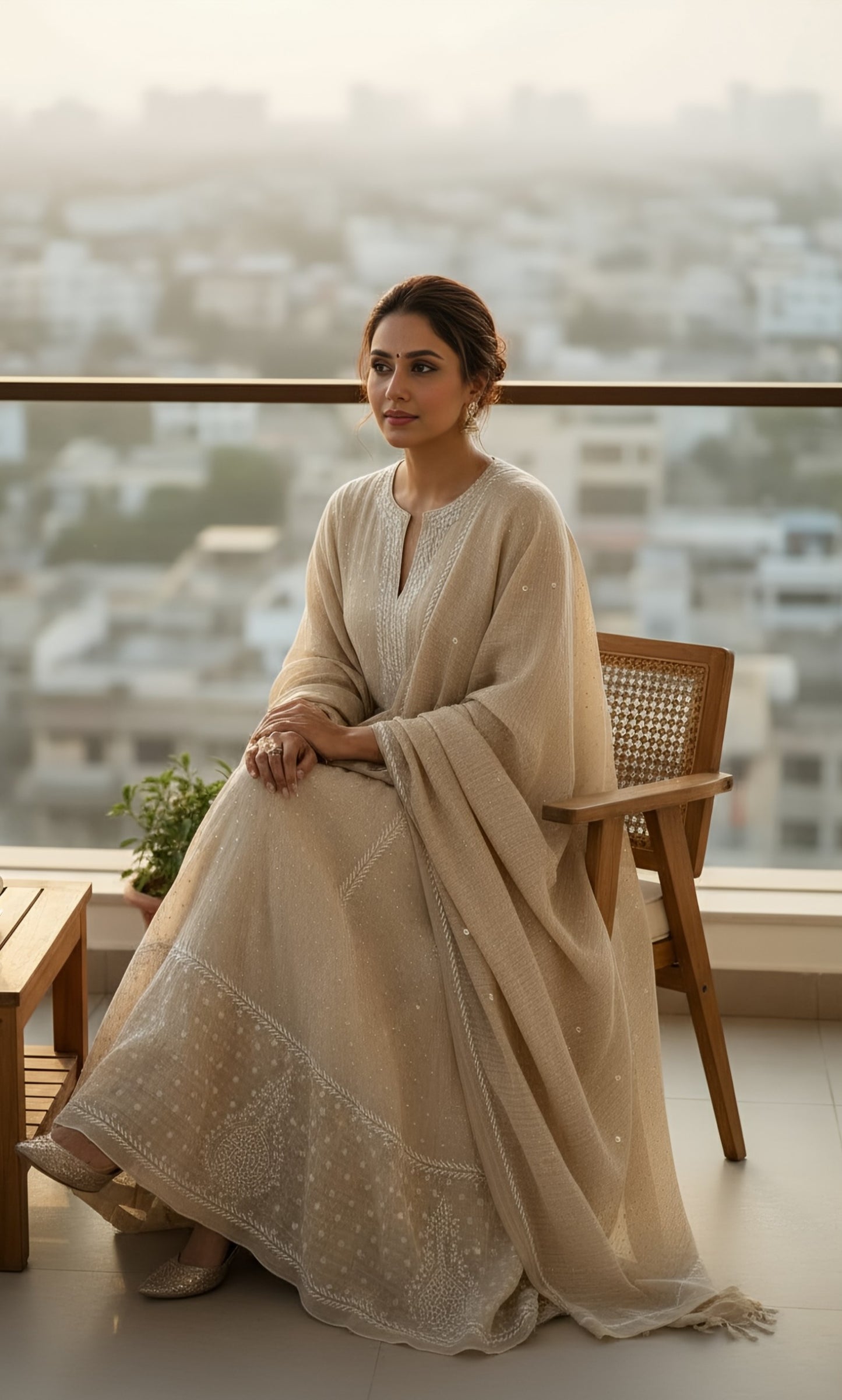 Pure Silk Lehanga Set with Hand-Embroidered Chikankari & Mukaish