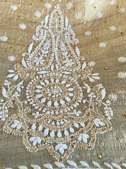 Pure Silk Lehanga Set with Hand-Embroidered Chikankari & Mukaish