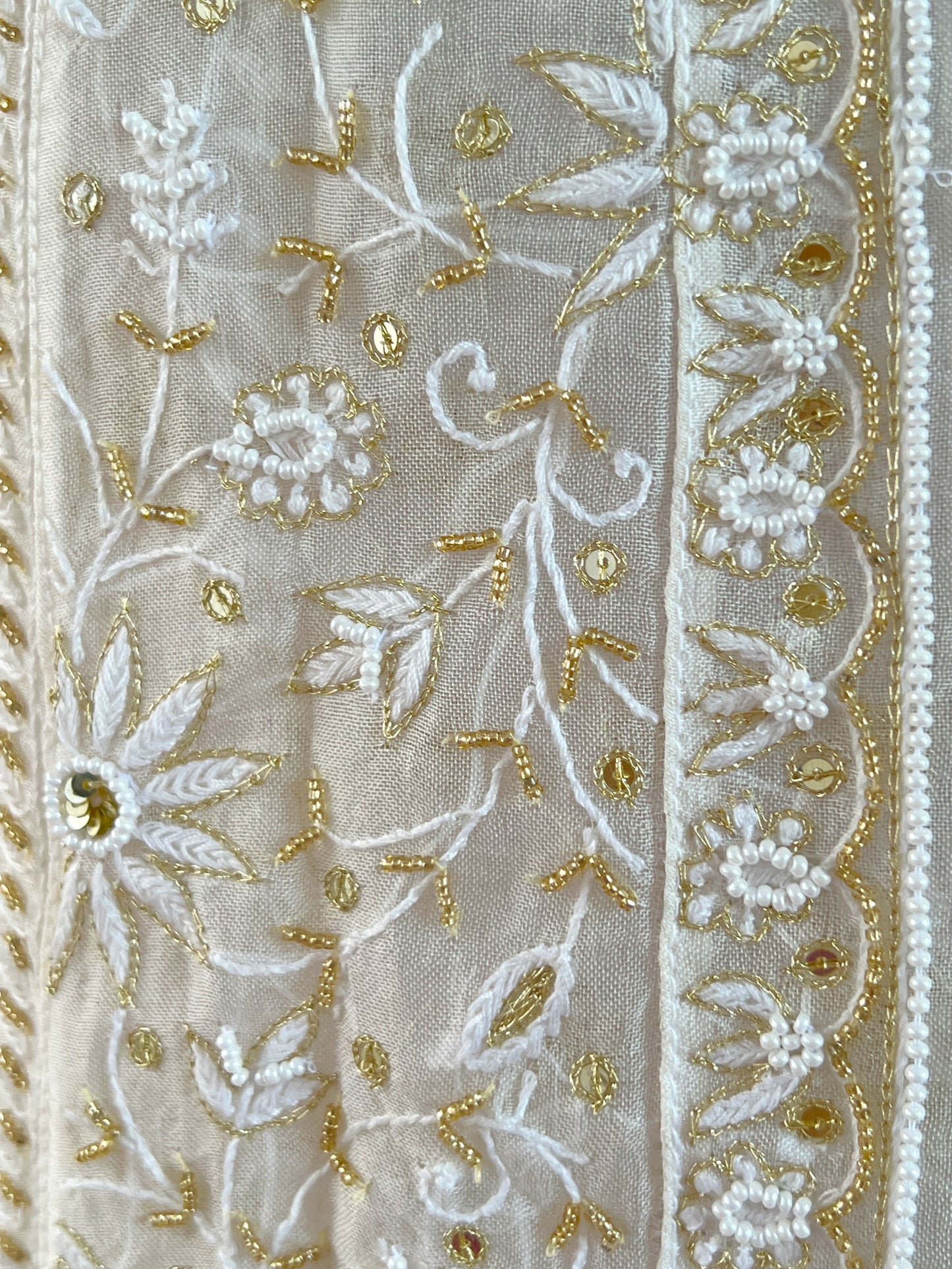 Pure Organza Silk Anarkali – Hand-Embroidered Chikankari & Luxe Embellishments