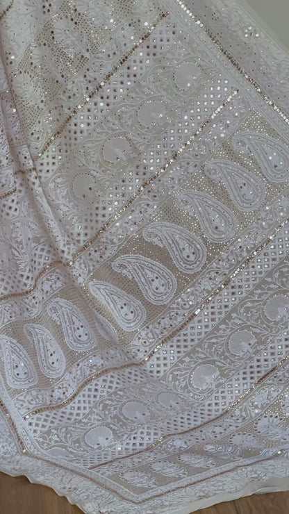 Heirloom Pure Georgette Saree with finest 2 & 3 Taar Chikankari