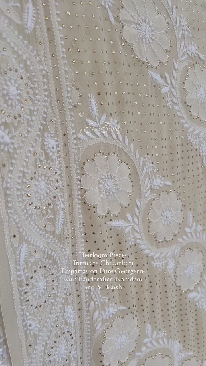 ShaSumz Chikankari Mukaish Dupatta 