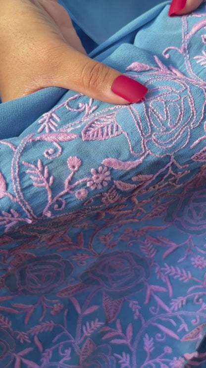 Azure Blue & Baby Pink Do Taar Chikankari Suit