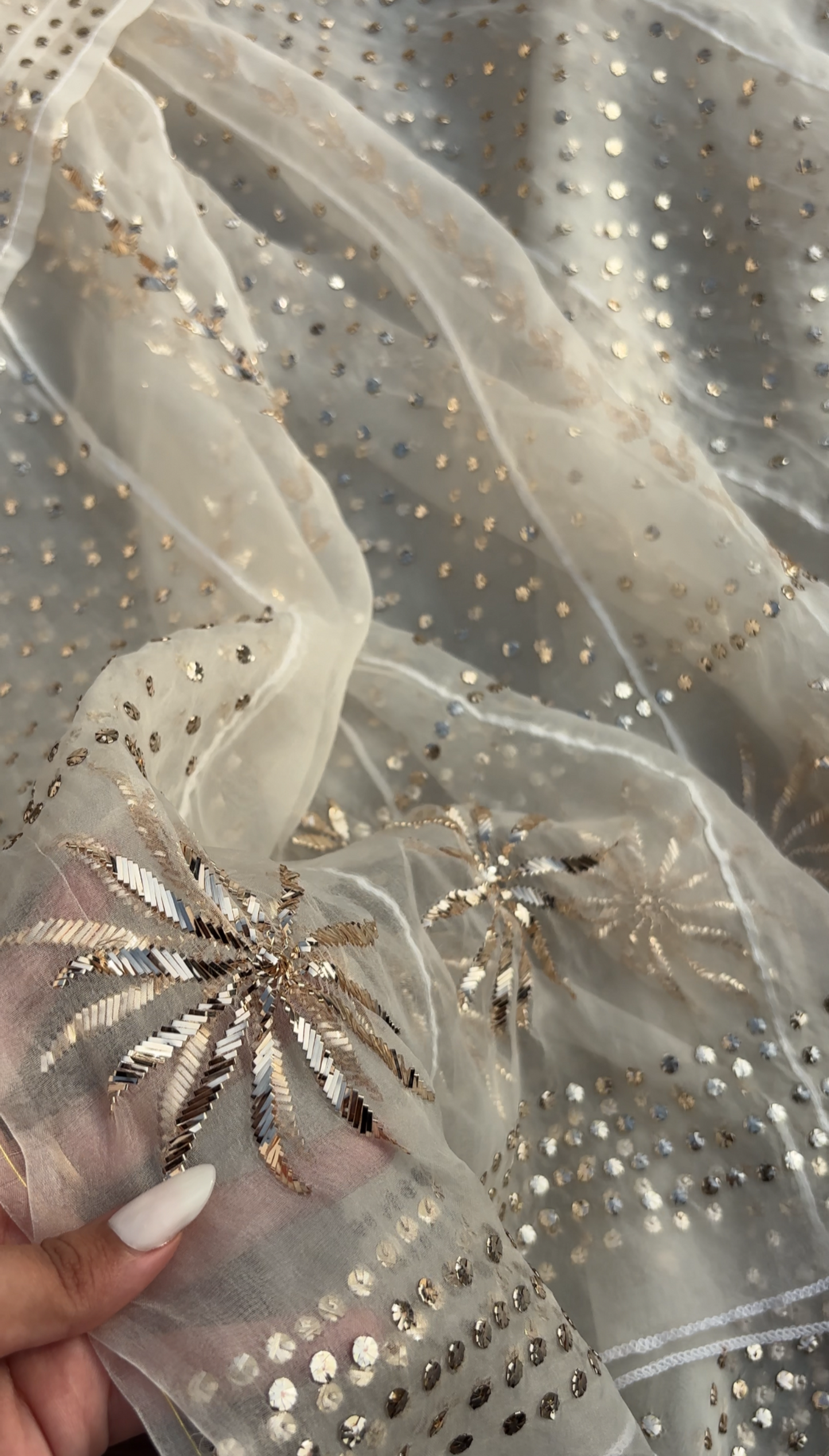 Pure Organza Anarkali with Mukaish Work (Dyeable) – Luxury Handcrafted Elegance