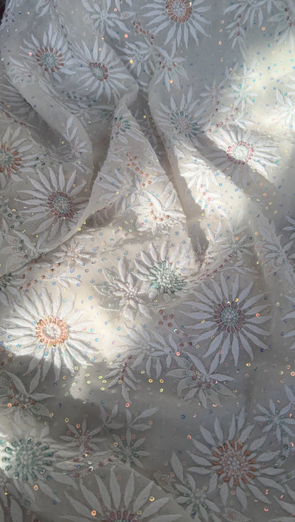 Off White Chikankari and Embellishments Suit