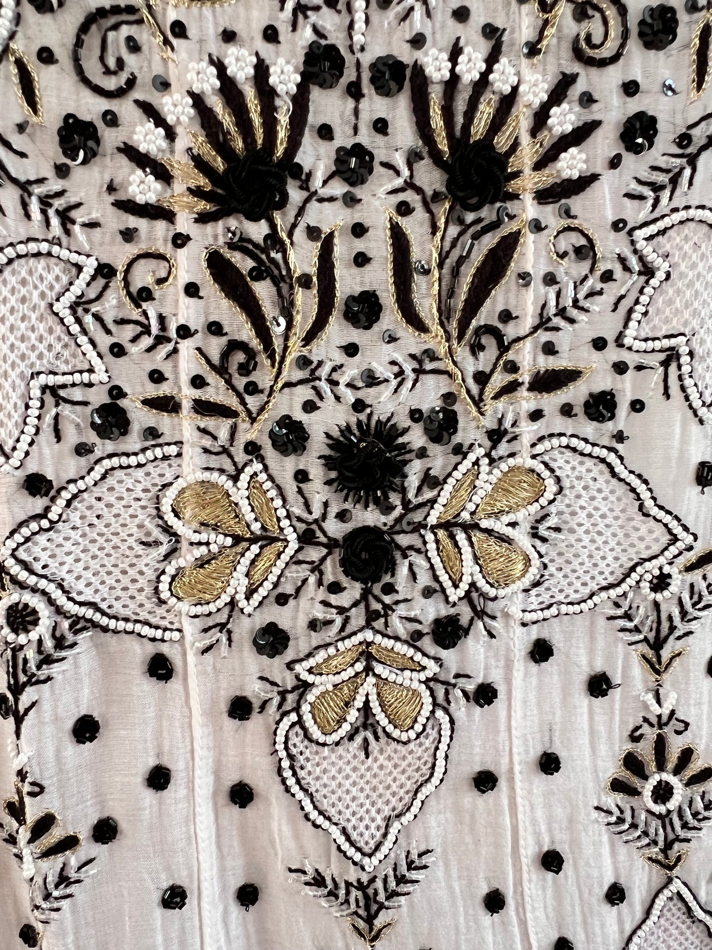 Monochrome Mul Chanderi Anarkali with Chikankari and Embellishments|