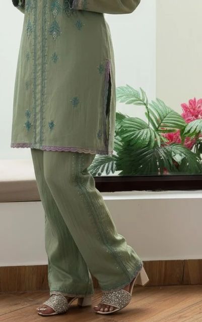 Sage Green Tissue Chanderi Co-ord Set