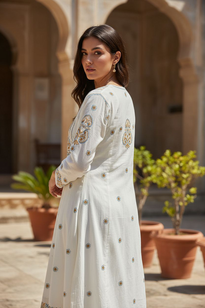 Chanderi Suit with Chikankari and Mukaish
