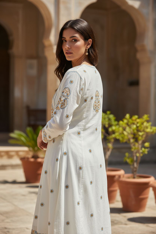 Chanderi Suit with Chikankari and Mukaish