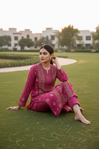 Pure Silk Chikankari Kurta – Handcrafted Elegance