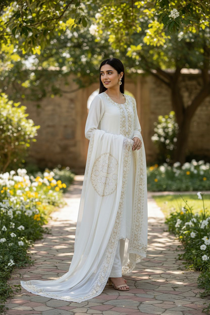 Pure Georgette Suit with Chikankari & Haath Jaali (Thaal Design)