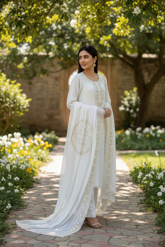 Pure Georgette Suit with Chikankari & Haath Jaali (Thaal Design)