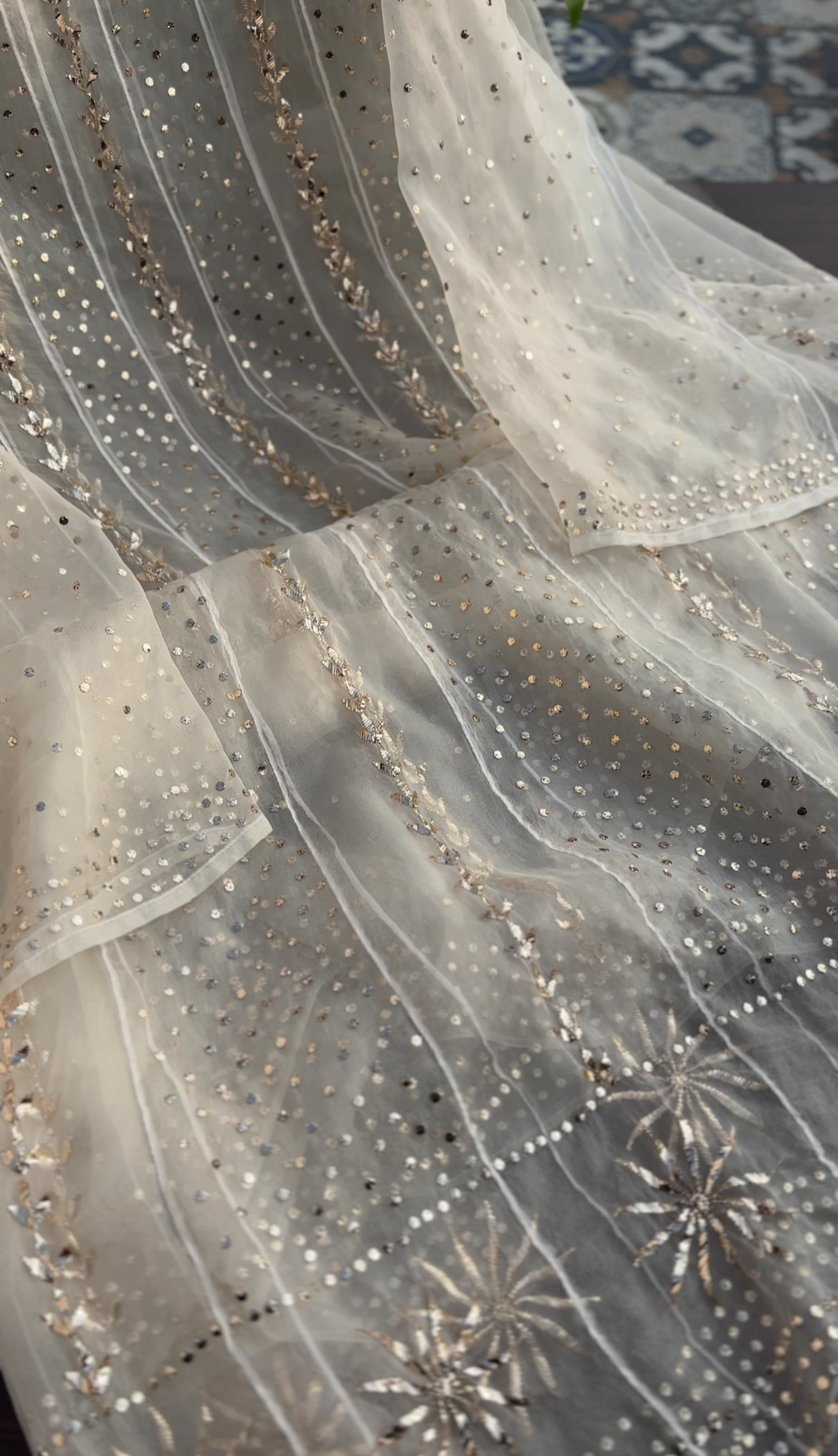 Pure Organza Anarkali with Mukaish Work (Dyeable) – Luxury Handcrafted Elegance