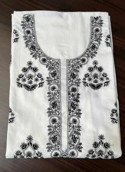 Monochrome Cambric Cotton Kurta with Black Chikankari
