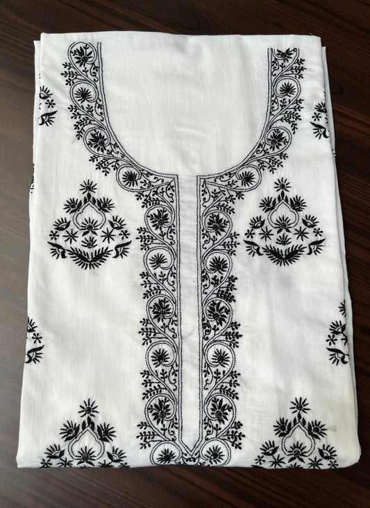 Monochrome Cambric Cotton Kurta with Black Chikankari