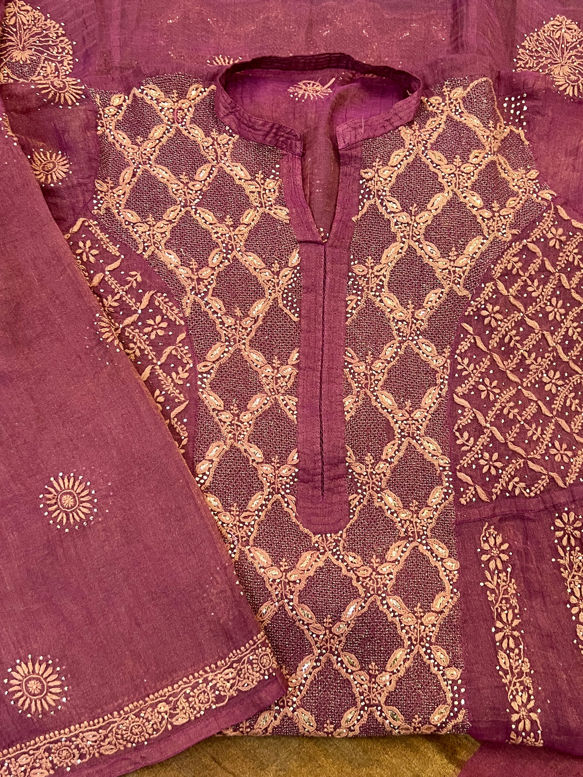 Deep Plum Anarkali with Chikankari, Kasab Haath Jaali and Mukaish
