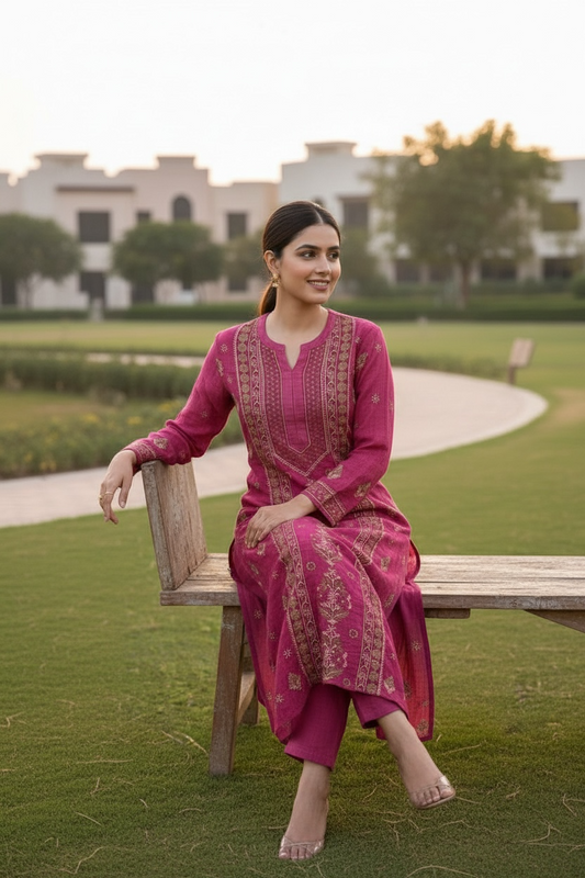 Pure Silk Chikankari Kurta – Handcrafted Elegance