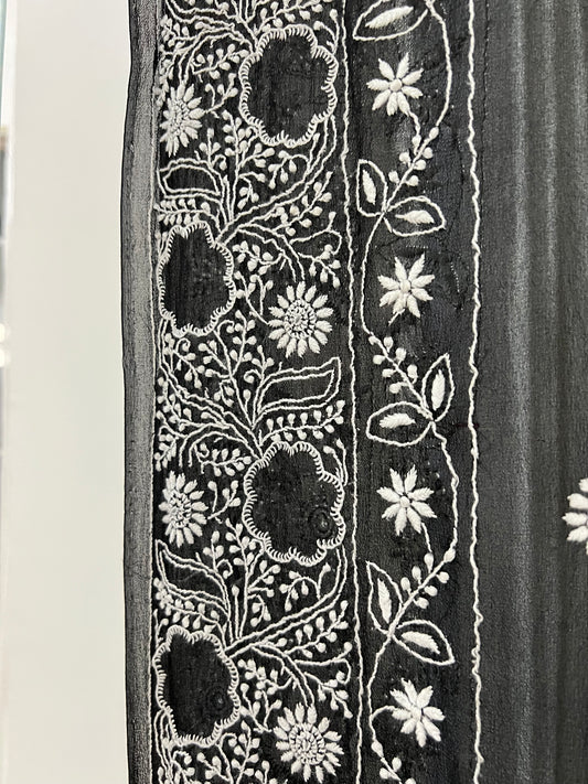 Black & White Pure Georgette Dupatta