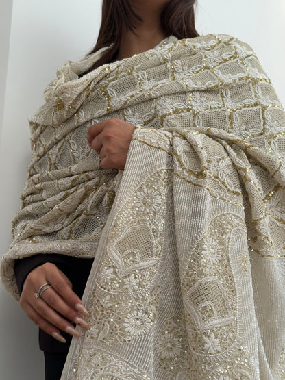 The Heirloom Edit Hand-Crafted Chikankari & Kasab Jaali Dupatta