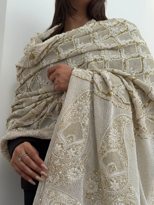 The Heirloom Edit Hand-Crafted Chikankari & Kasab Jaali Dupatta