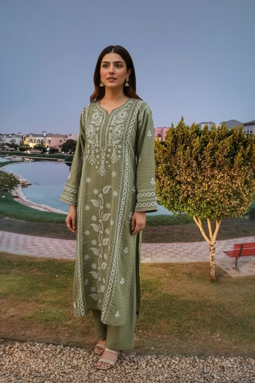 Pure Tussar Silk Chikankari Kurta
