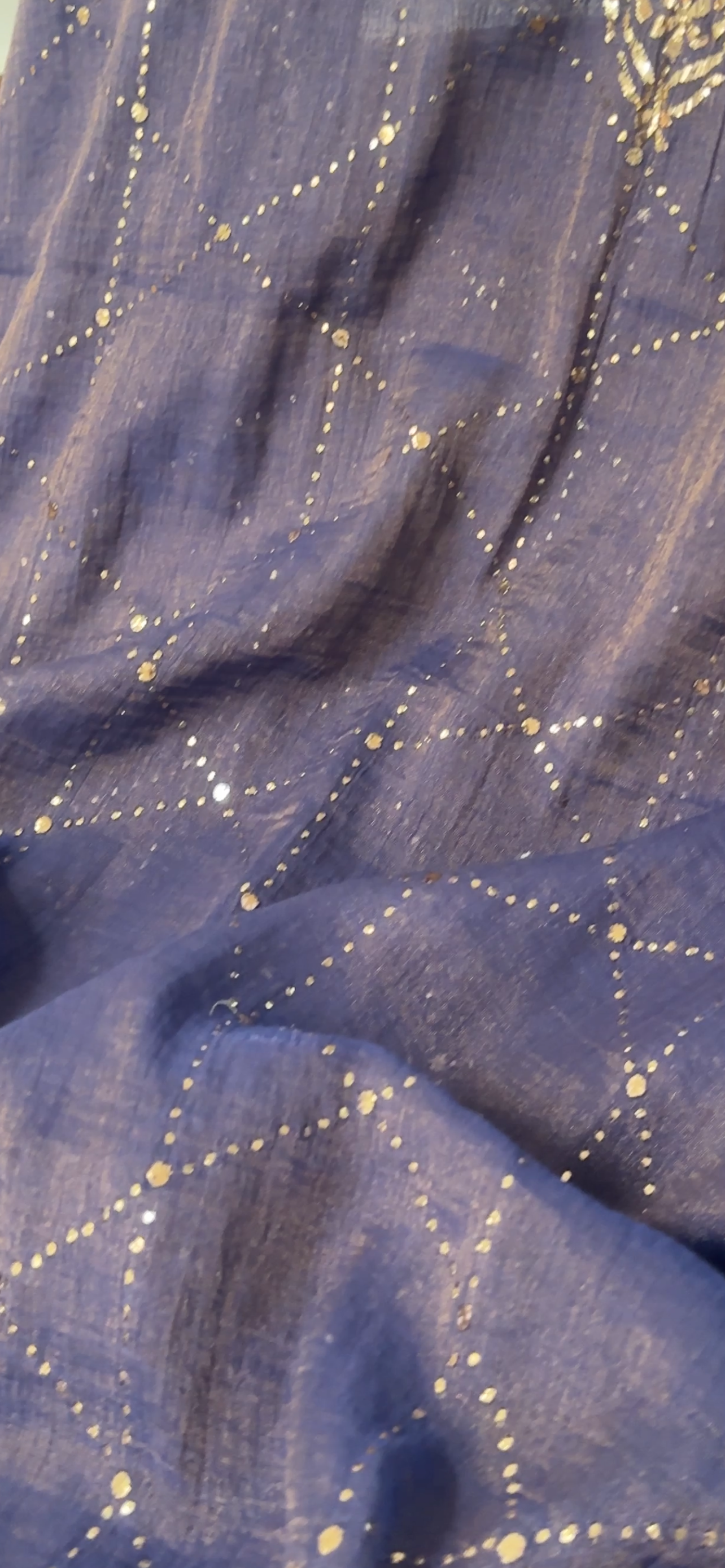 Indigo Blue Pure Tissue Chanderi Mukaish Suit