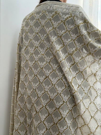 Full view of the haath Jaali on The Heirloom Edit Hand-Crafted Chikankari & Kasab Jaali Dupatta