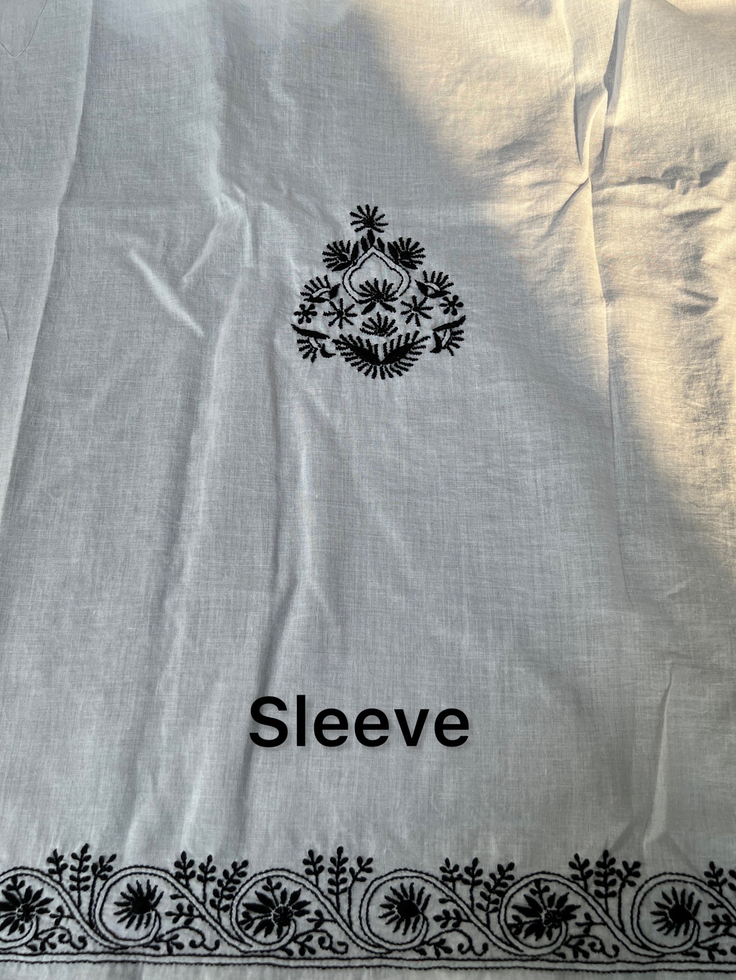 Monochrome Cambric Cotton Kurta with Black Chikankari