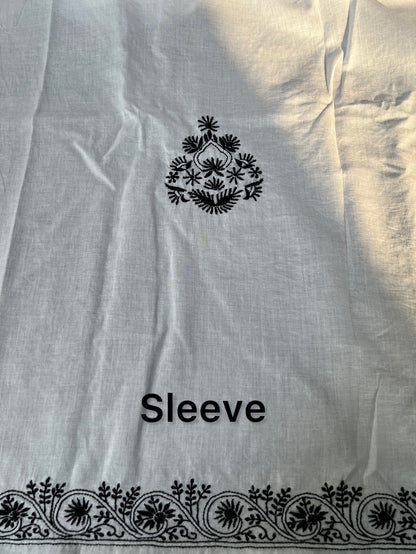 Monochrome Cambric Cotton Kurta with Black Chikankari