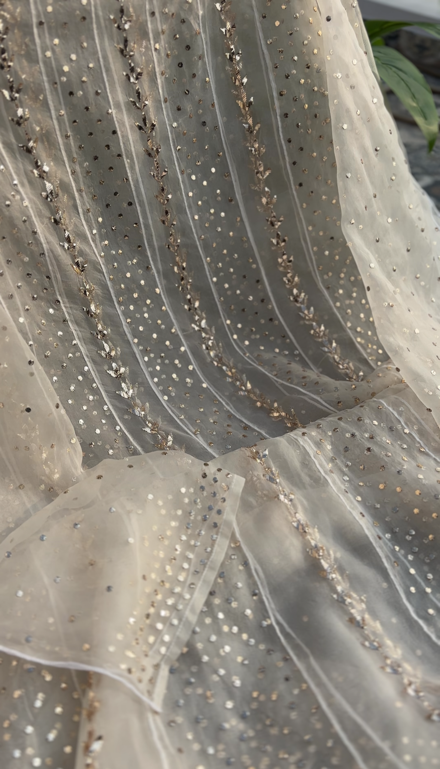 Pure Organza Anarkali with Mukaish Work (Dyeable) – Luxury Handcrafted Elegance