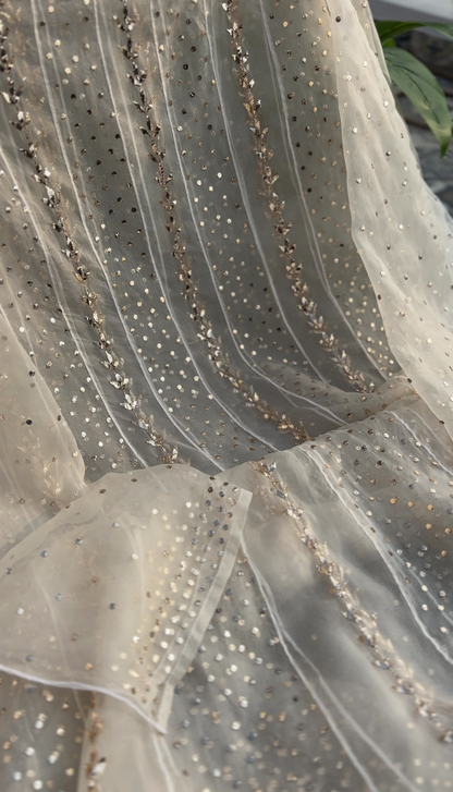 Pure Organza Anarkali with Mukaish Work (Dyeable) – Luxury Handcrafted Elegance