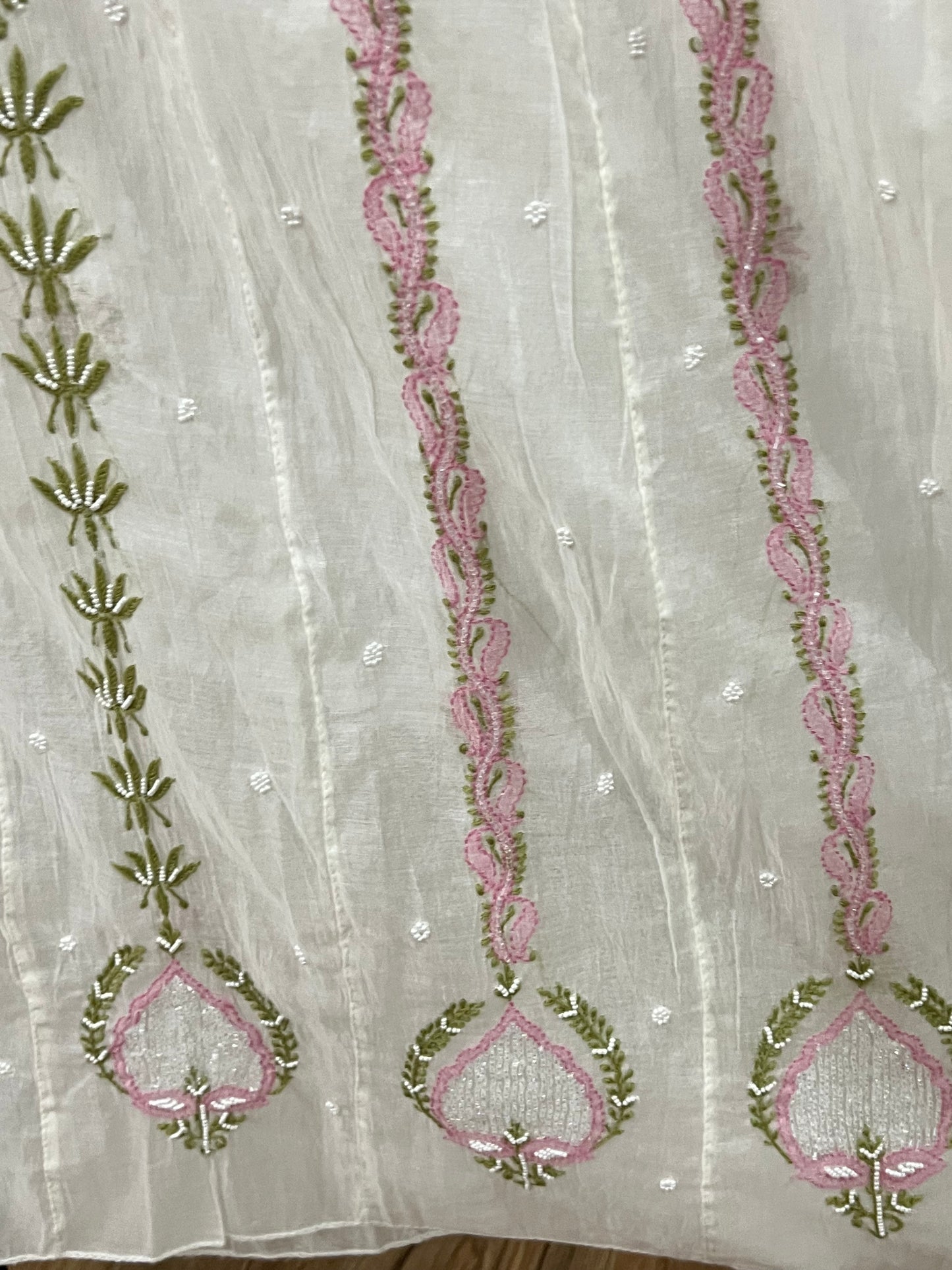 Mul Chanderi Chikankari Anarkali Suit
