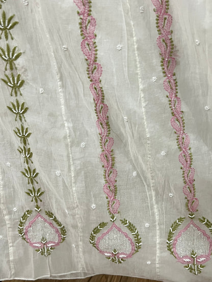 Mul Chanderi Chikankari Anarkali Suit