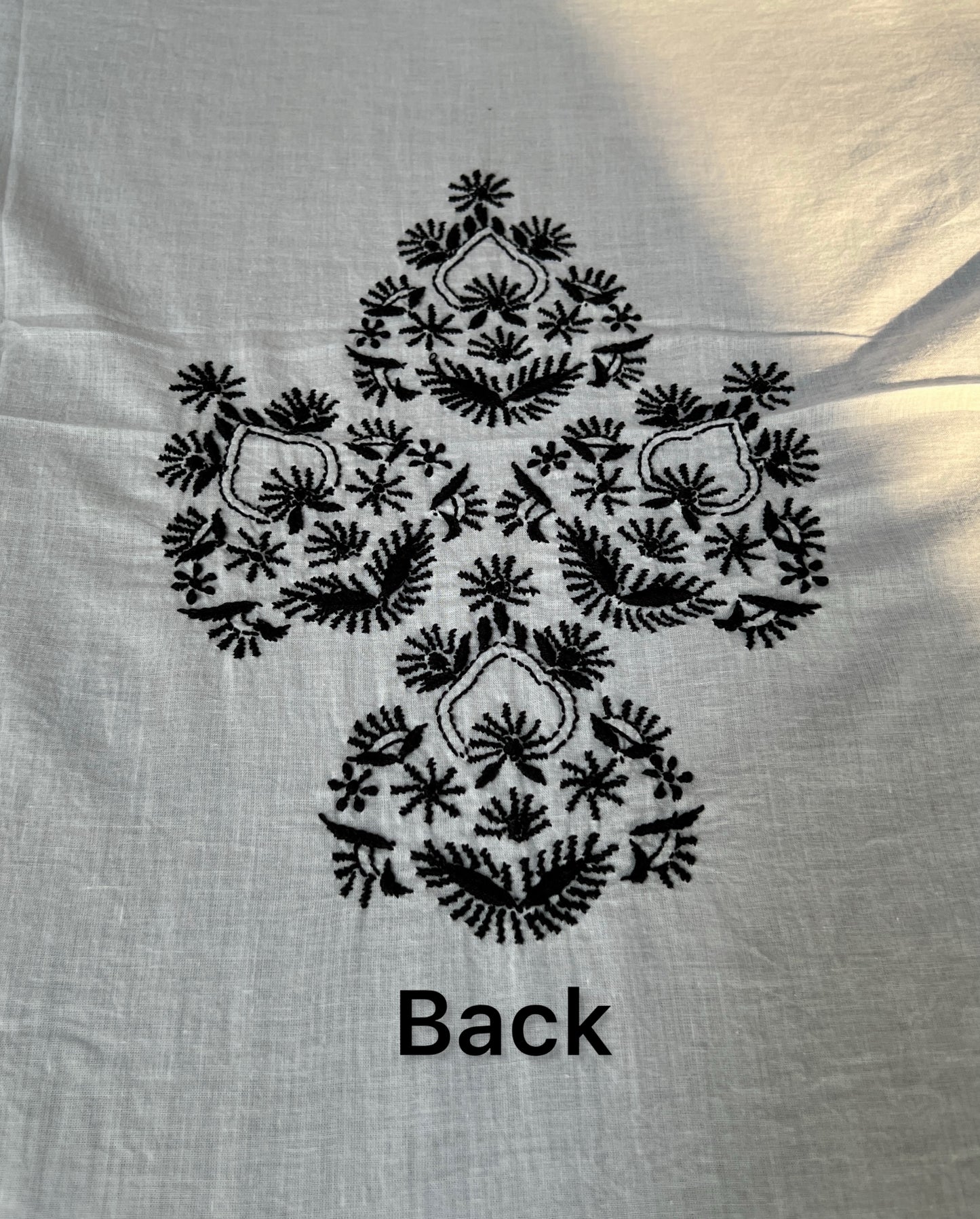 Monochrome Cambric Cotton Kurta with Black Chikankari