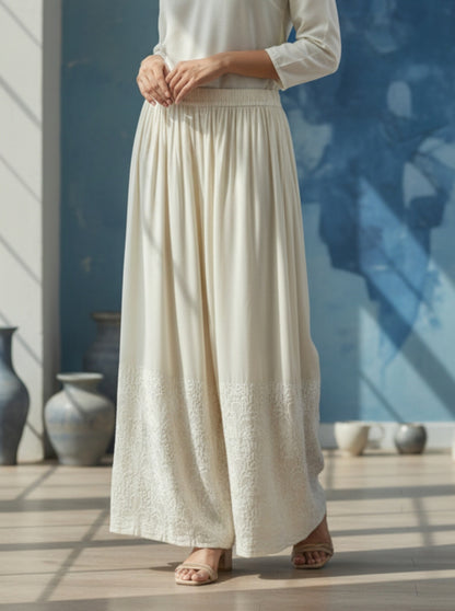 Pure Georgette Palazzo with Chikankari & Haath Jaali