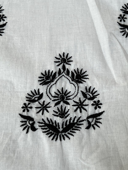 Monochrome Cambric Cotton Kurta with Black Chikankari